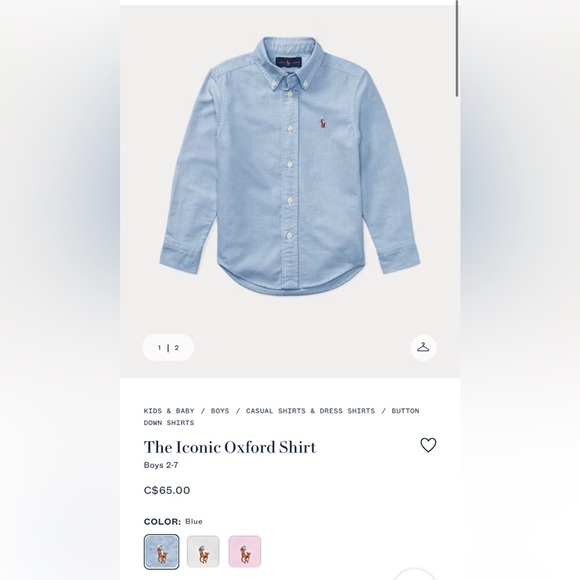 Ralph Lauren - Button down Oxford shirt with tricoloured embroidered pony - Picture 3 of 5